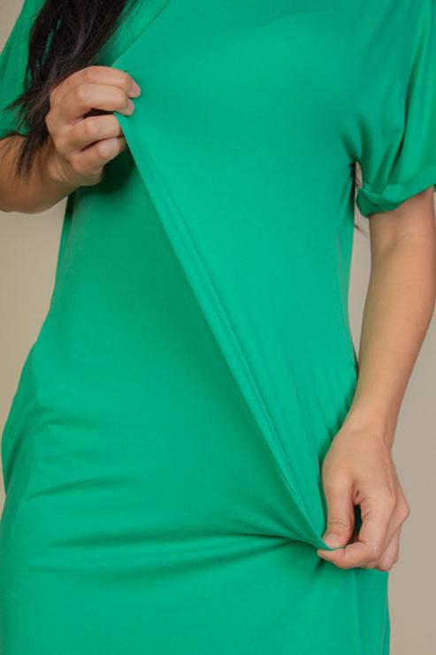 Side Pocket Double Folded Mini Shirt Dress