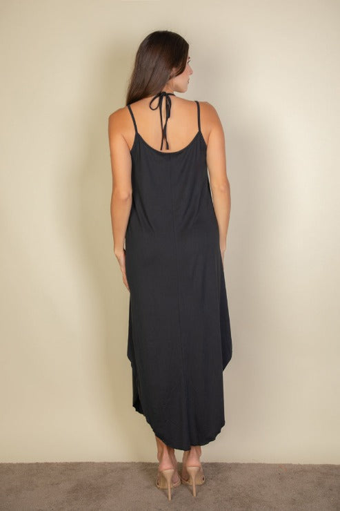 Solid Cami Double Strap Loose Slip On Dress