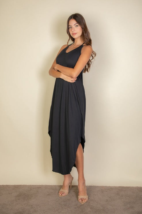 Solid Cami Double Strap Loose Slip On Dress