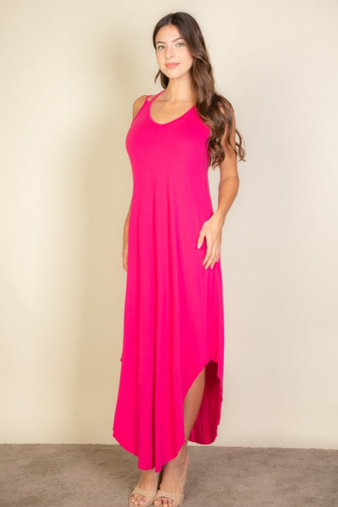 Solid Cami Double Strap Loose Slip On Dress