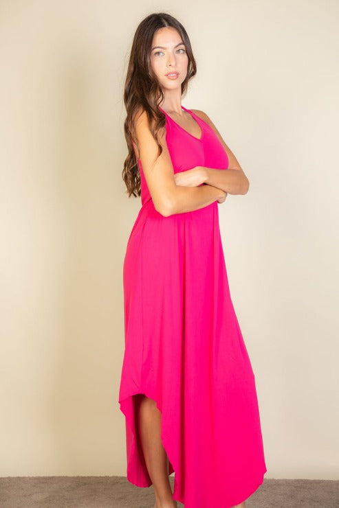 Solid Cami Double Strap Loose Slip On Dress