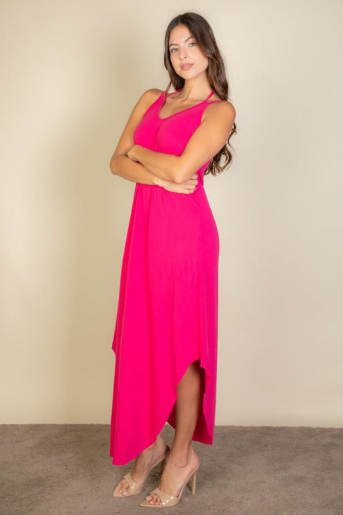 Solid Cami Double Strap Loose Slip On Dress