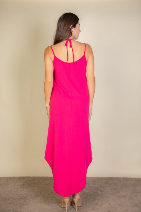 Solid Cami Double Strap Loose Slip On Dress