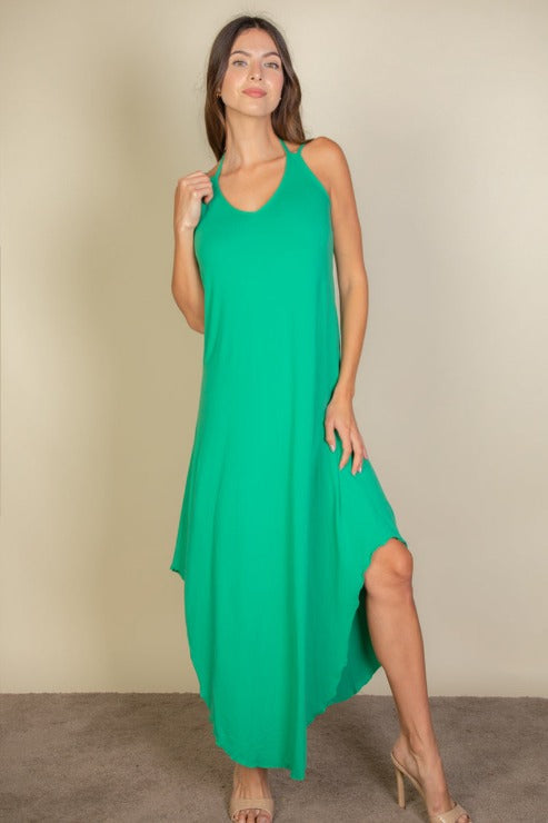 Solid Cami Double Strap Loose Slip On Dress
