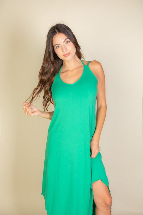 Solid Cami Double Strap Loose Slip On Dress