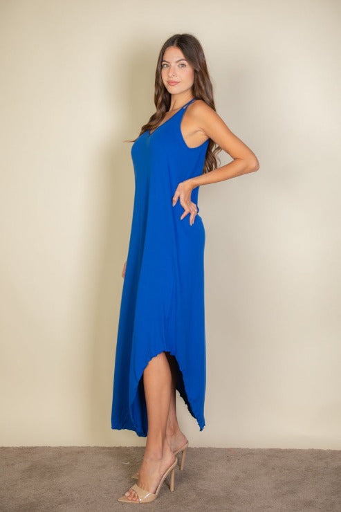 Solid Cami Double Strap Loose Slip On Dress