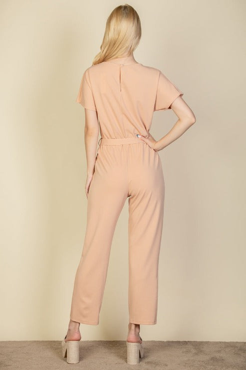 Tie Waist Relaxed Fit Capri Jumpsuit