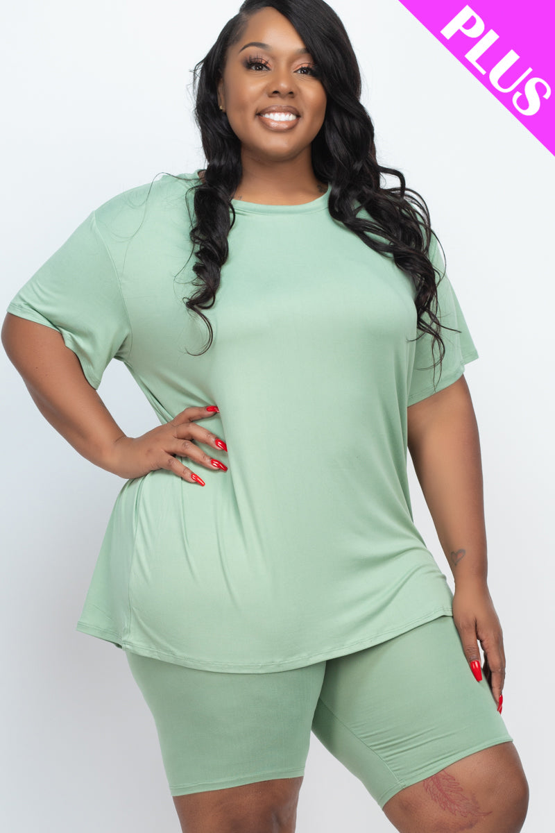 Short Sleeve Tee Shirt & Biker Shorts Set