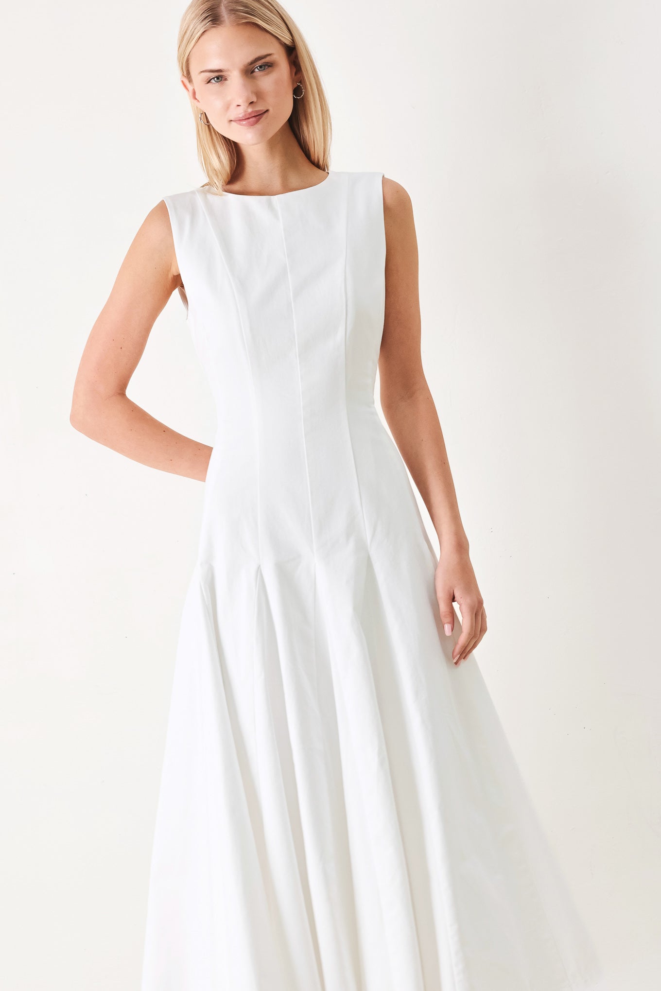 WHITE WOVEN MIDI DRESS
