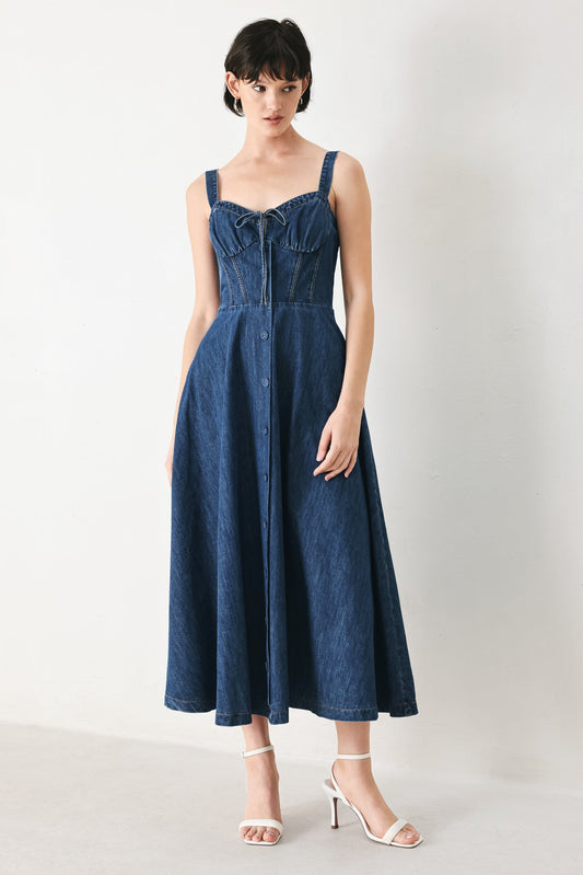 Blue Crush Denim Midi Blue