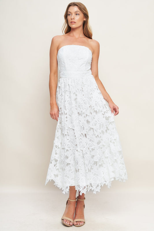 Carefree Lace Off White Midi Dress