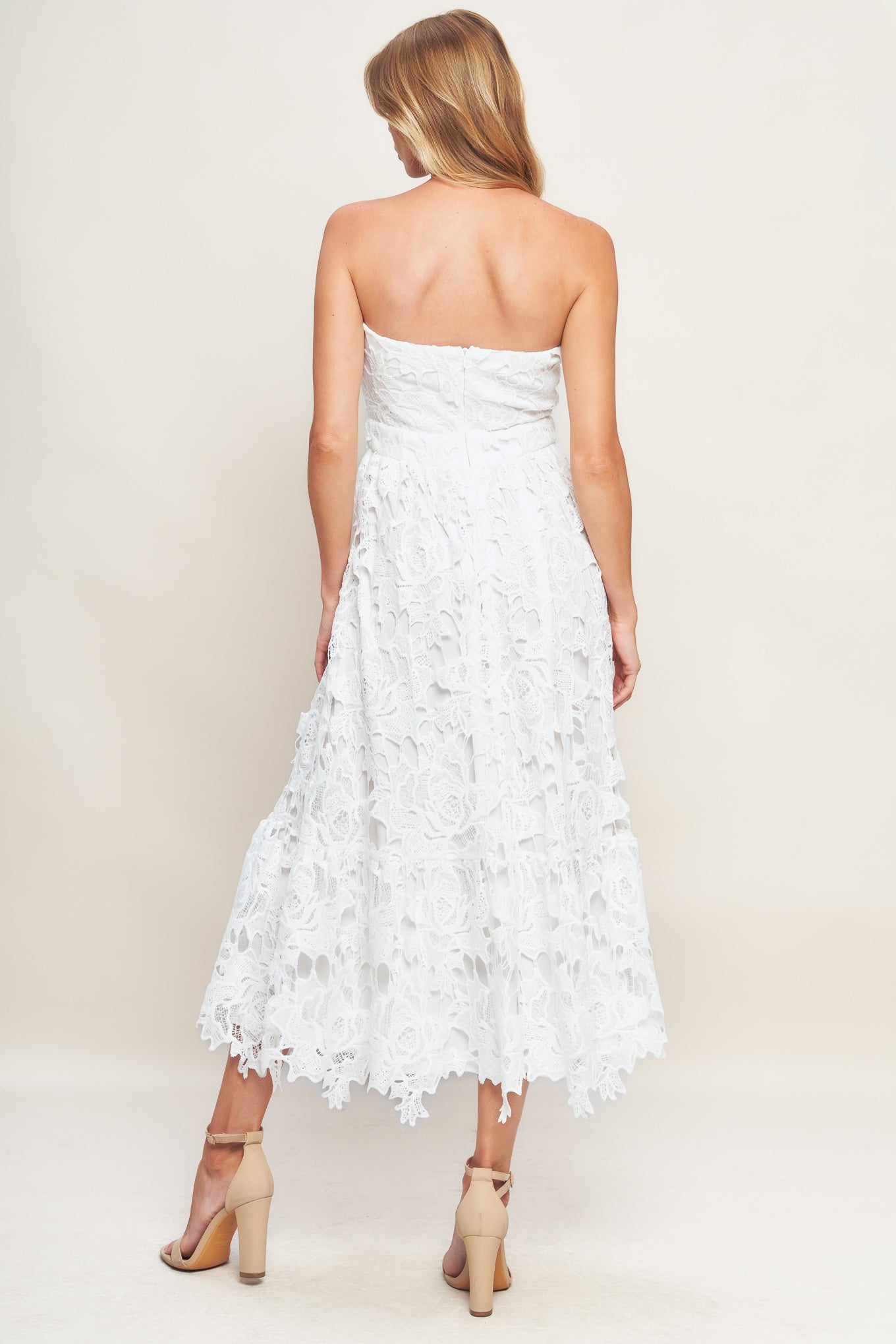 Carefree Lace Off White Midi Dress