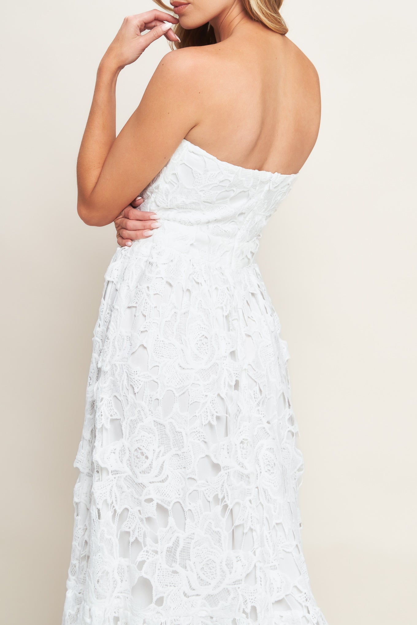 Carefree Lace Off White Midi Dress