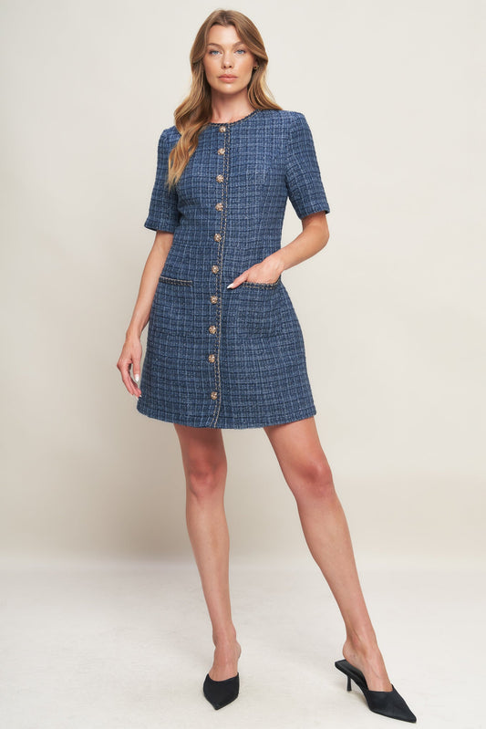 Modern Iconic Tweed Mini Dress