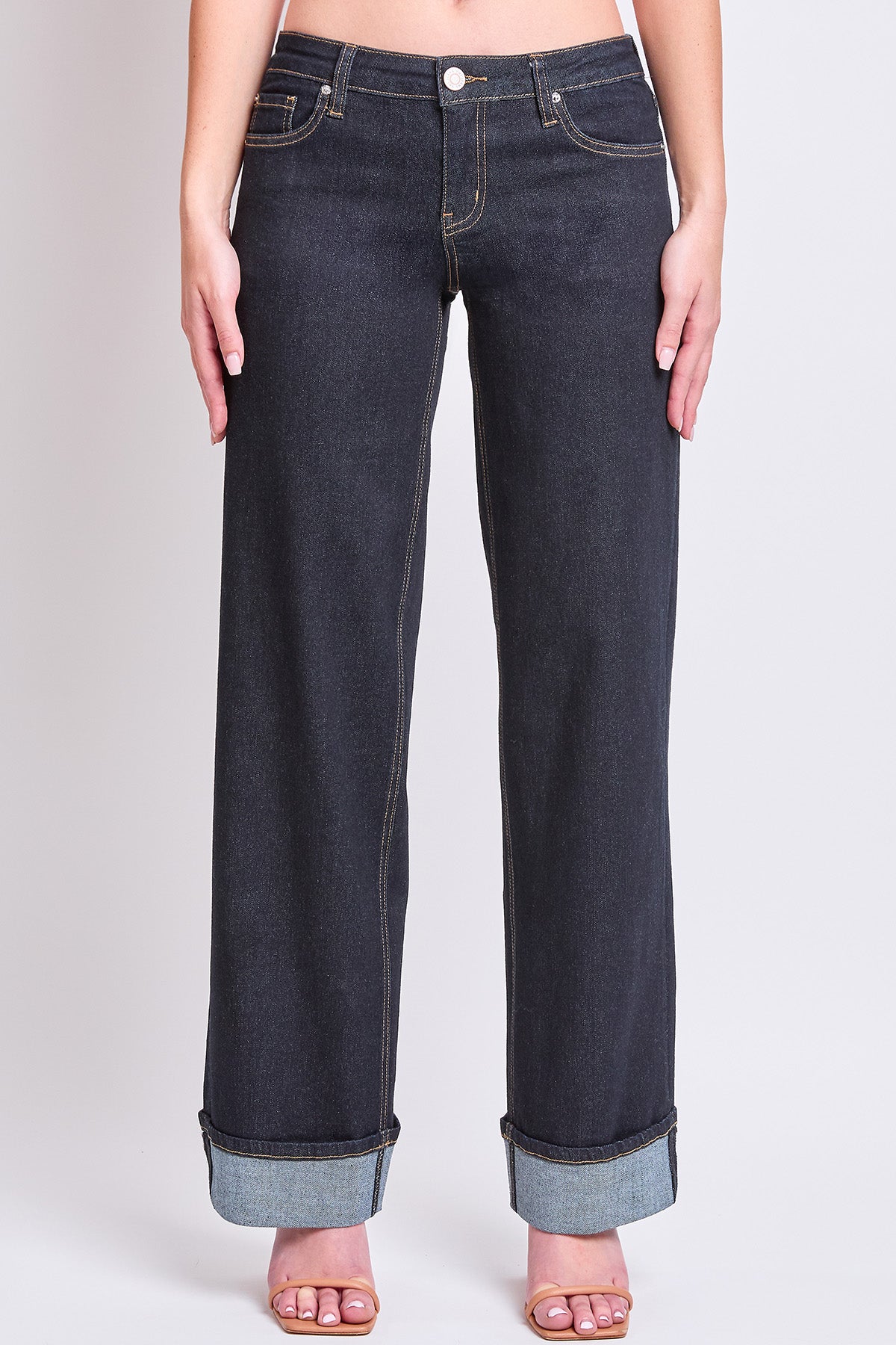 Women's Brittany Low Rise Wide Straight Leg Cuff Jeans