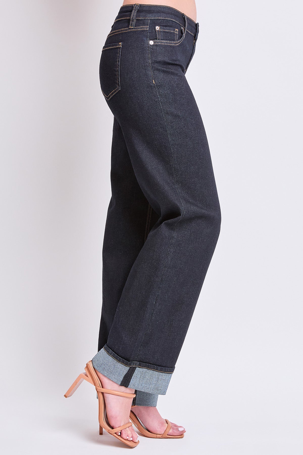 Women's Brittany Low Rise Wide Straight Leg Cuff Jeans