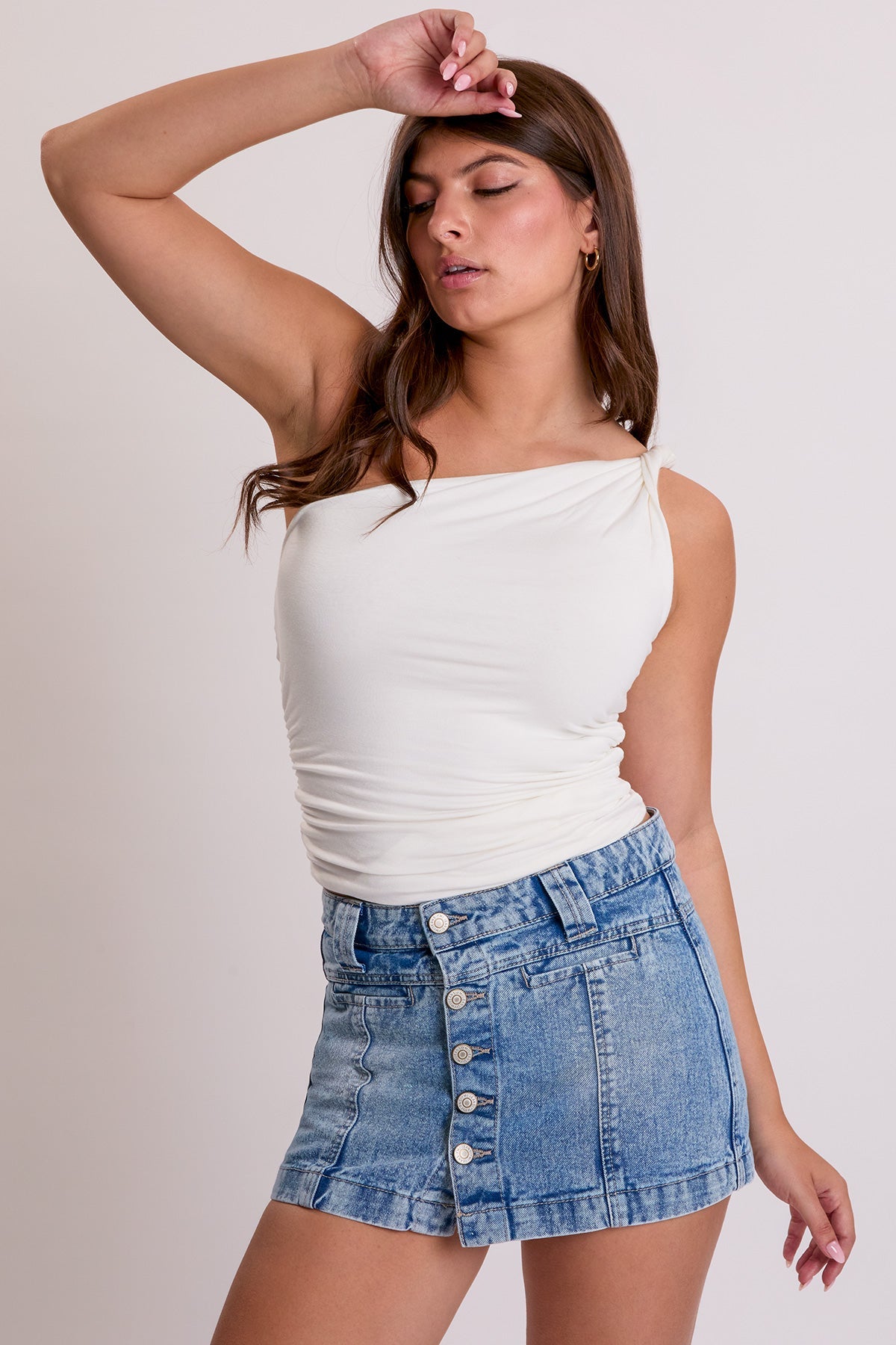 Women's Button Front Mini Skort