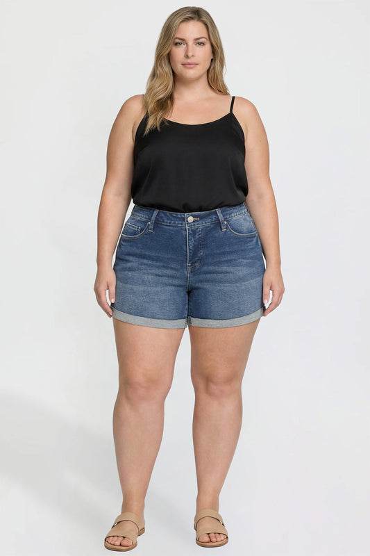 Women's Plus Premium Stretch Fold-Over Cuff Shorts