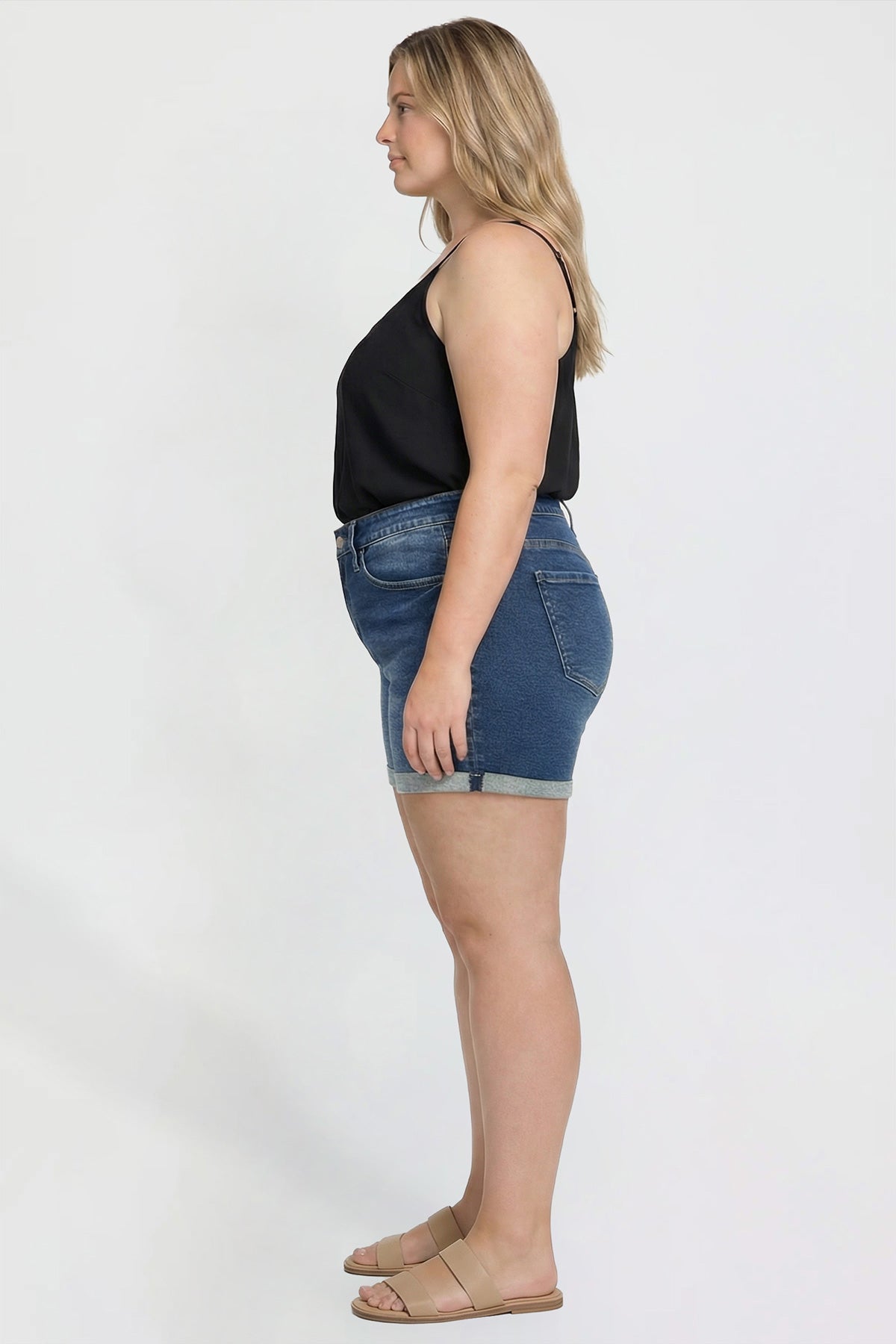 Women's Plus Premium Stretch Fold-Over Cuff Shorts