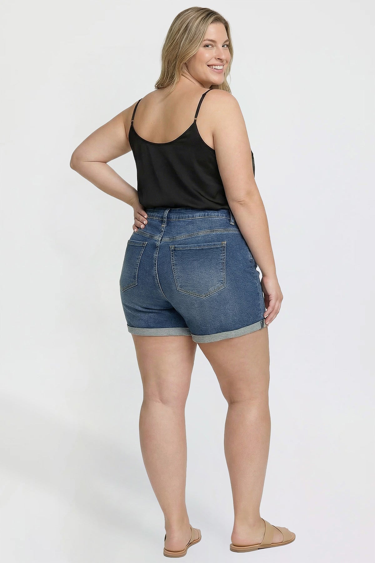 Women's Plus Premium Stretch Fold-Over Cuff Shorts
