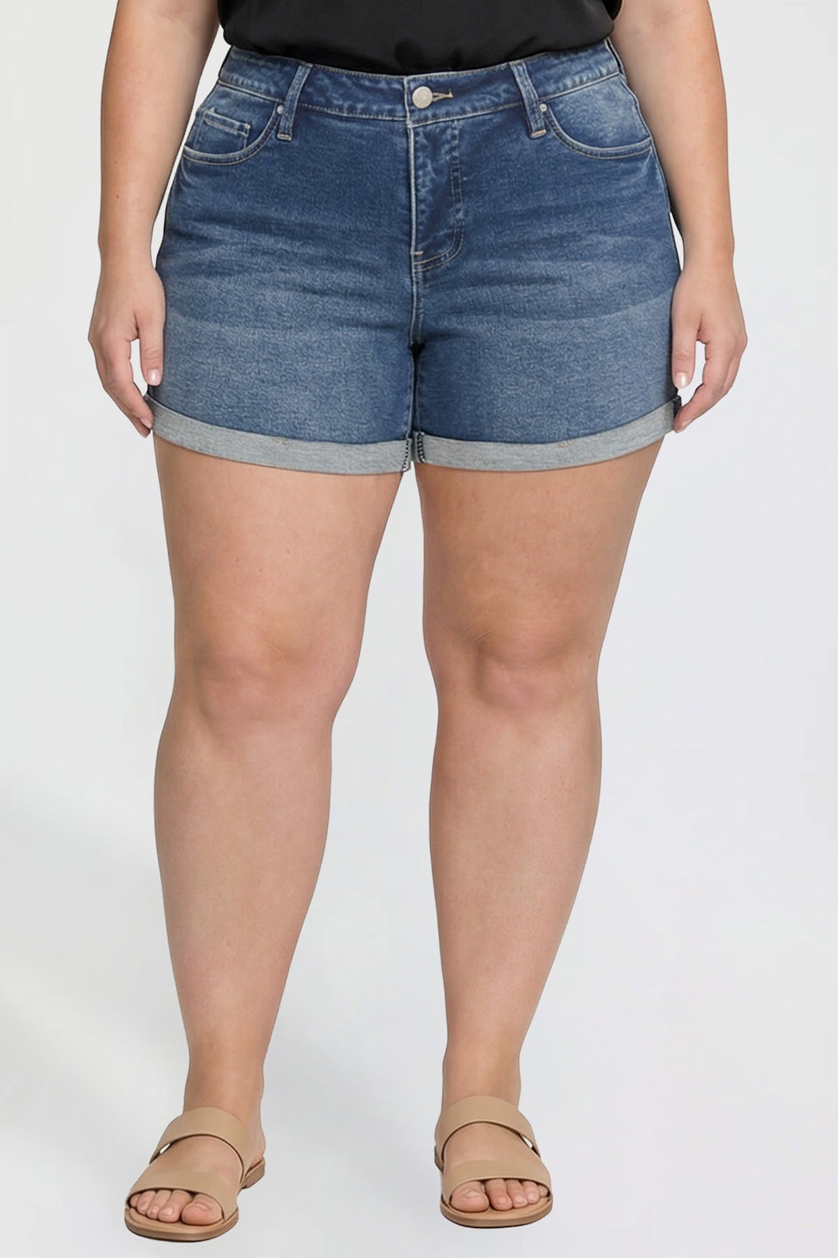 Women's Plus Premium Stretch Fold-Over Cuff Shorts