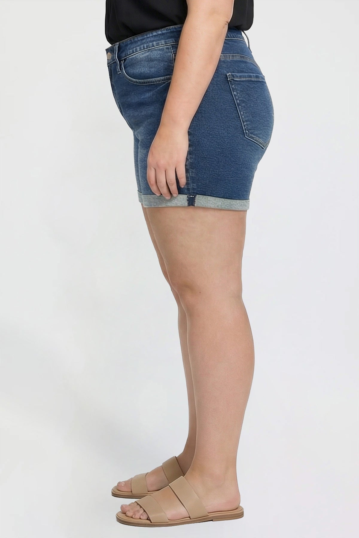 Women's Plus Premium Stretch Fold-Over Cuff Shorts