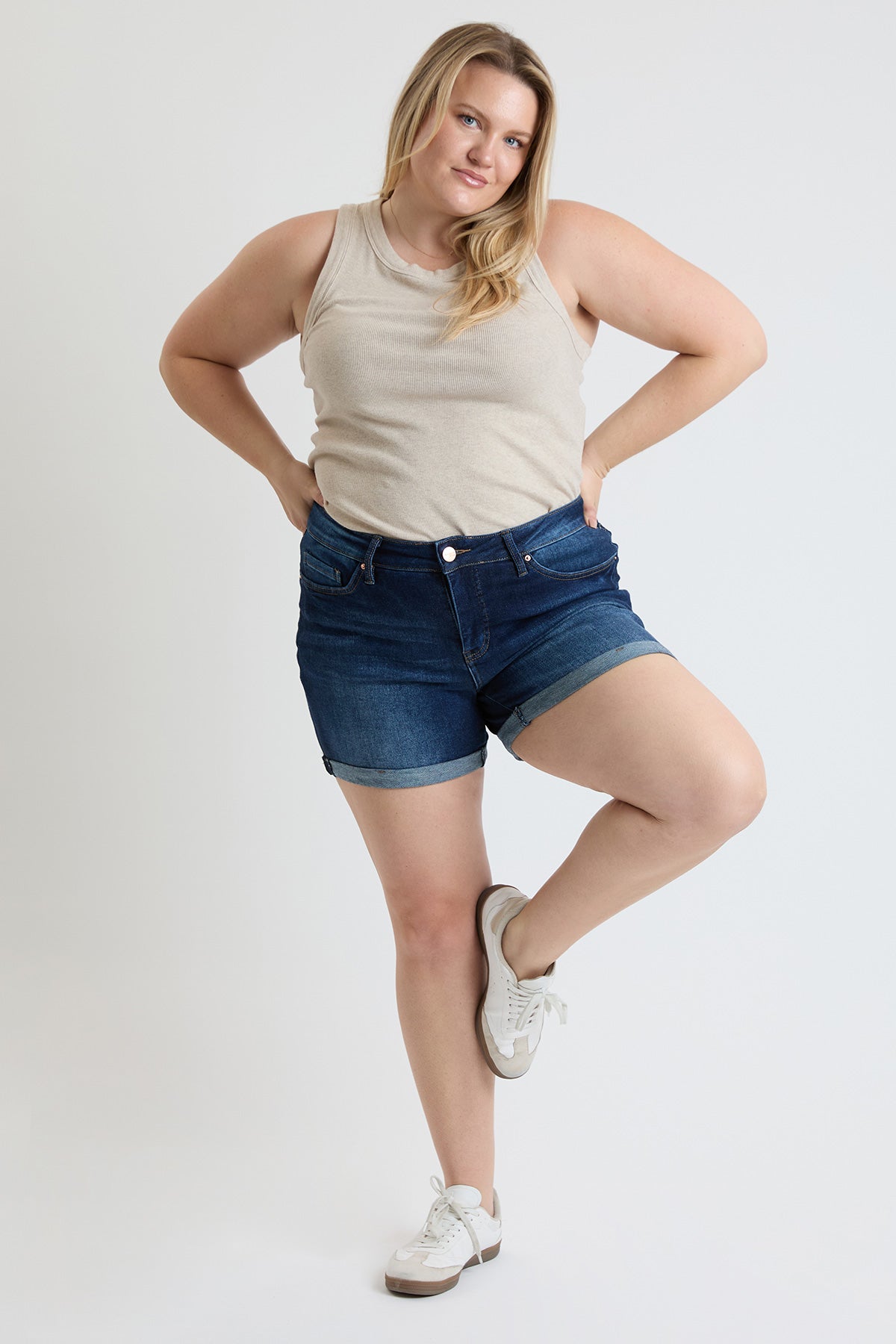 Women's Plus Premium Stretch Fold-Over Cuff Shorts