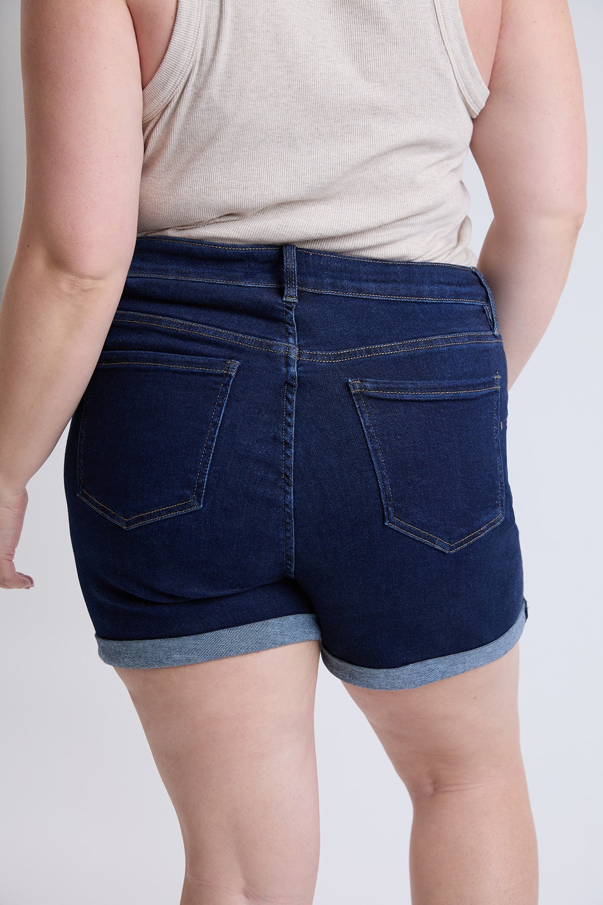 Women's Plus Premium Stretch Fold-Over Cuff Shorts