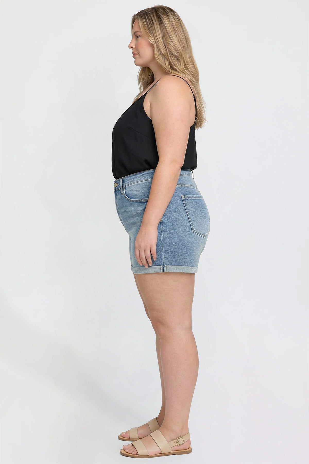 Women's Plus Premium Stretch Fold-Over Cuff Shorts
