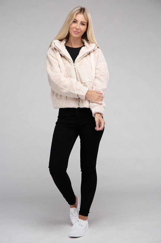 Fluffy Furry Zip-Up Hoodie