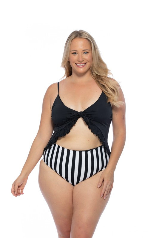 Two Piece Striped Bottom Bikini