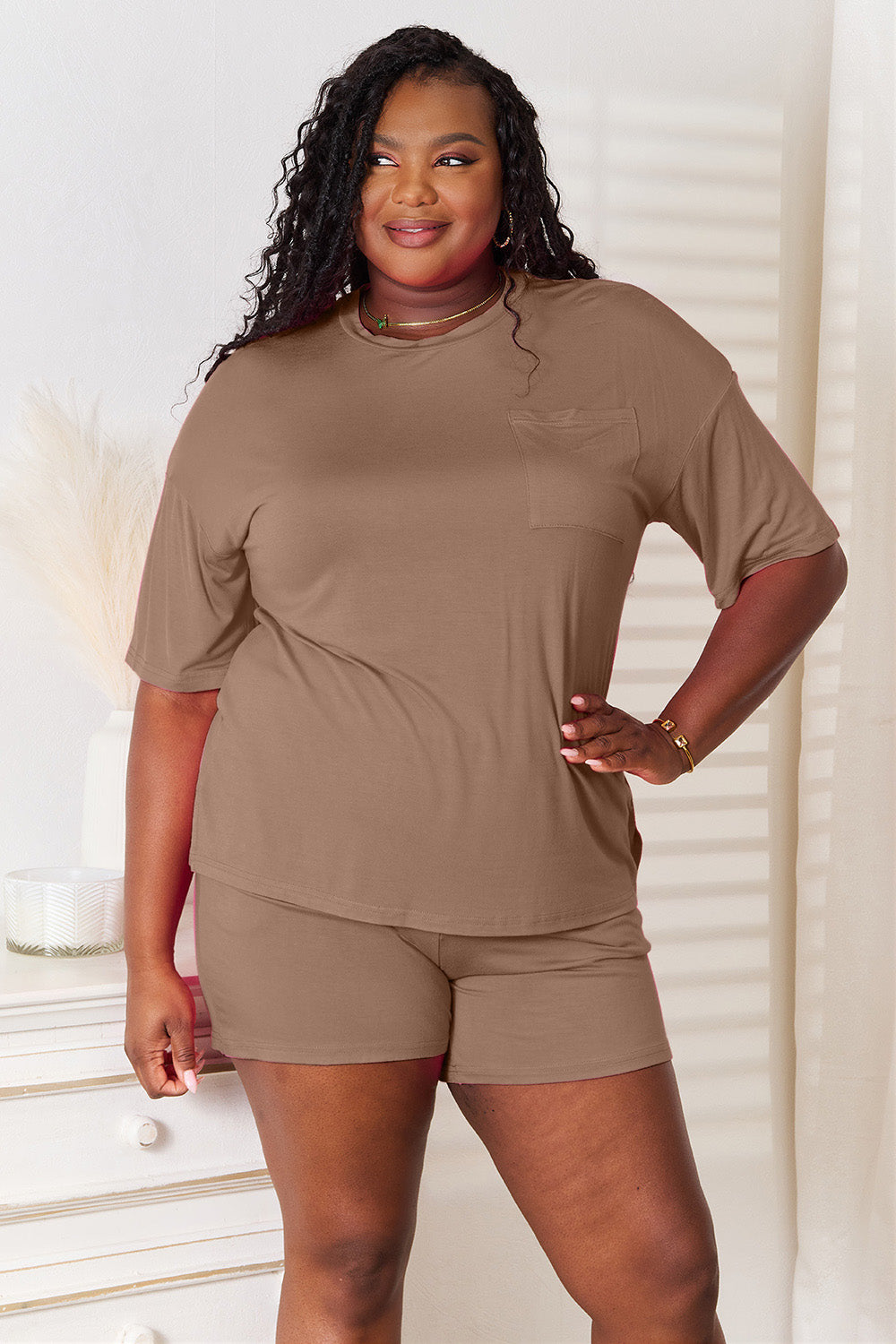 Basic Bae Soft Rayon Short Sleeve Top and Short Set