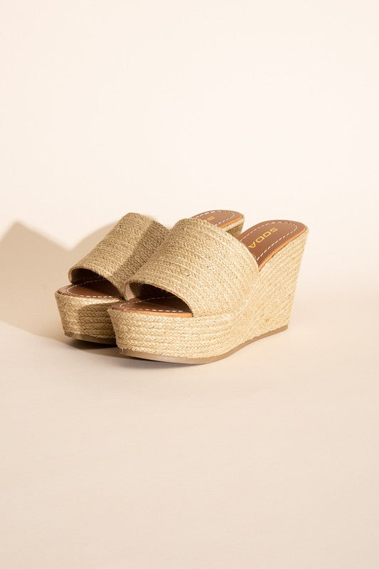 Women Wedge Platform Slide In Heels