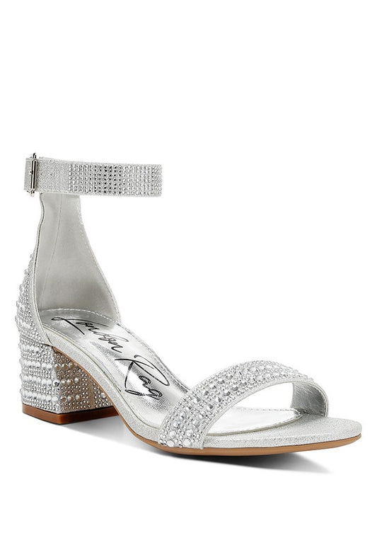 Twerky Rhinestones Embellished Block Heel Open Sandals