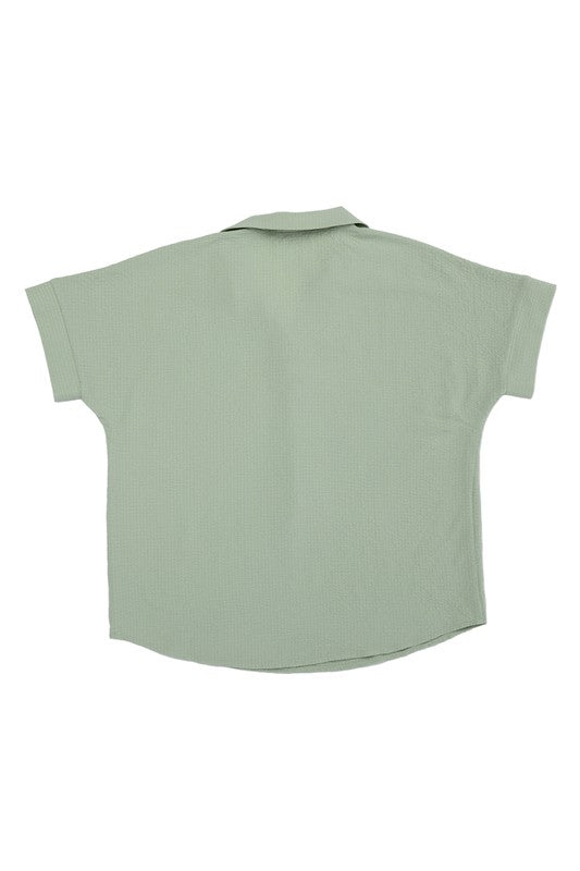 Collared Short Sleeve Blouse