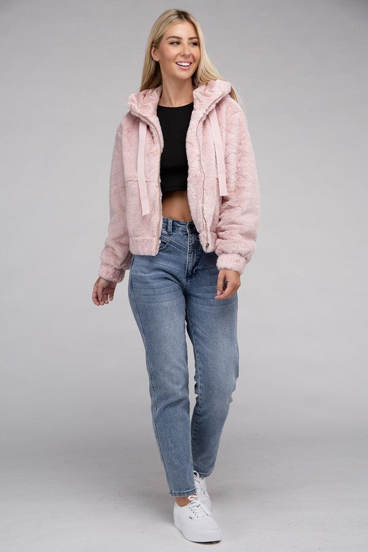 Fluffy Furry Zip-Up Hoodie