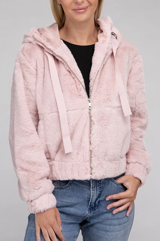 Fluffy Furry Zip-Up Hoodie