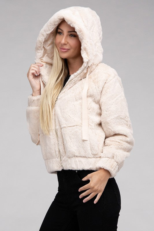 Fluffy Furry Zip-Up Hoodie