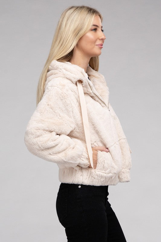 Fluffy Furry Zip-Up Hoodie