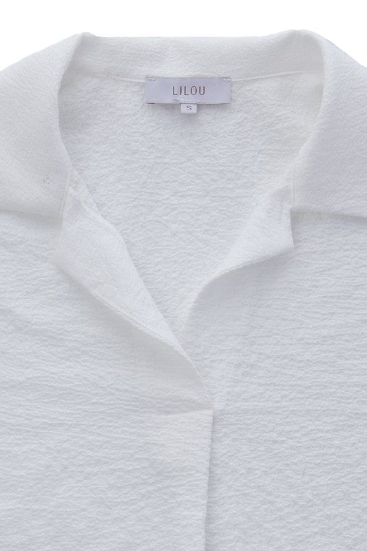 Collared Short Sleeve Blouse
