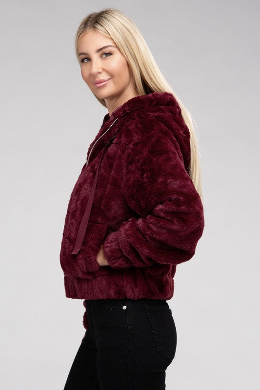 Fluffy Furry Zip-Up Hoodie