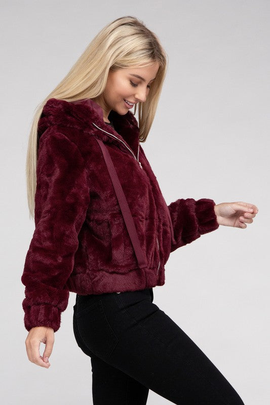 Fluffy Furry Zip-Up Hoodie