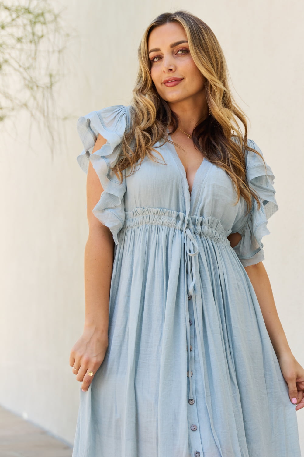 Simplicity First Buttoned Up Layered Maxi Dress