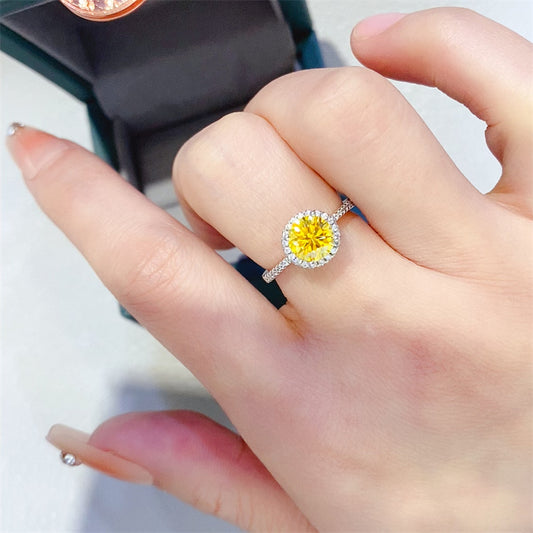 1 Carat Moissanite Diamond 925 Sterling Silver Halo Ring
