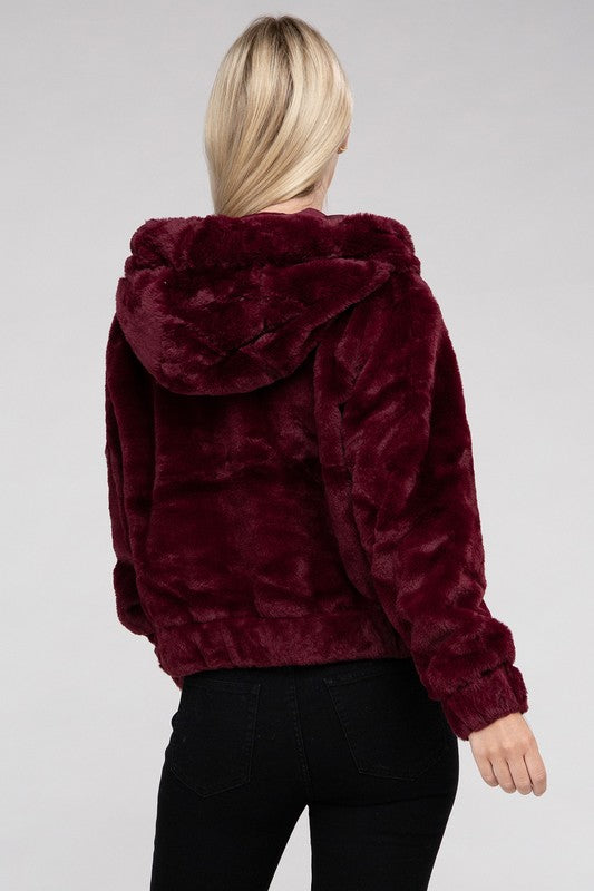 Fluffy Furry Zip-Up Hoodie