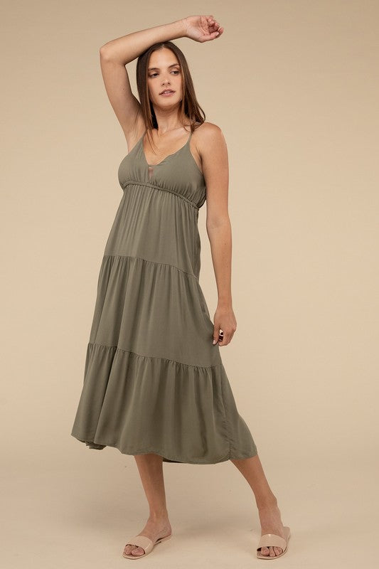 Sleeveless Summer Tiered Midi Dress