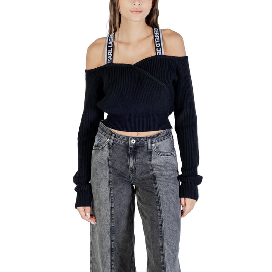 Karl Lagerfeld Women Off The Shoulders Knitwear With Suspenders