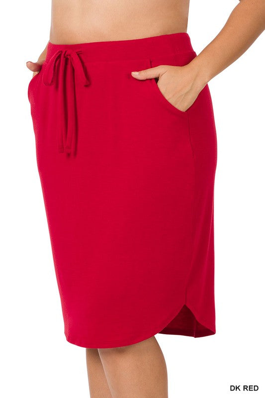 Front Tie Tulip Hem Skirt With side Pockets