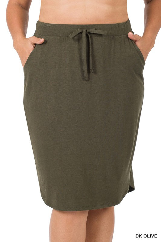 Front Tie Tulip Hem Skirt With side Pockets
