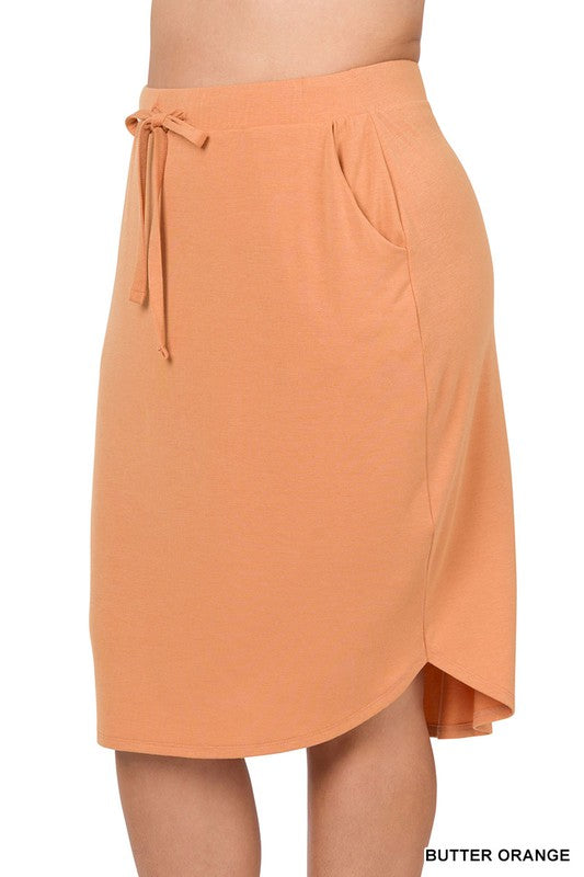 Front Tie Tulip Hem Skirt With side Pockets